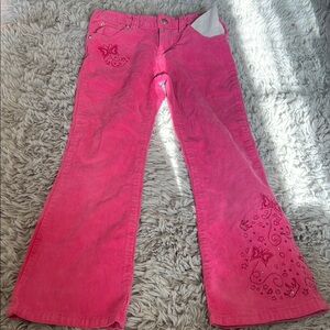 Pink Corduroy Embroidered Pants
